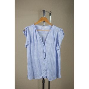 Firth Blue Button Down 100% Rayon Blouse - Large